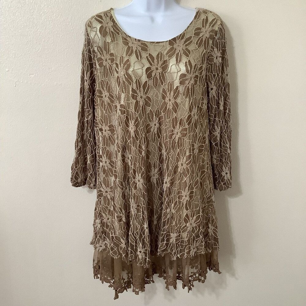 Lace Tunic Top Large Forest Fairy Lagenlook Fairycore Boho Goblincore Bohemian
